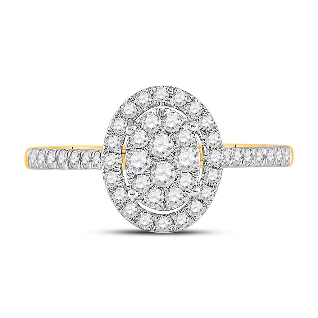 10k Yellow Gold Round Diamond Cluster Bridal Engagement Ring 1/2 Ctw