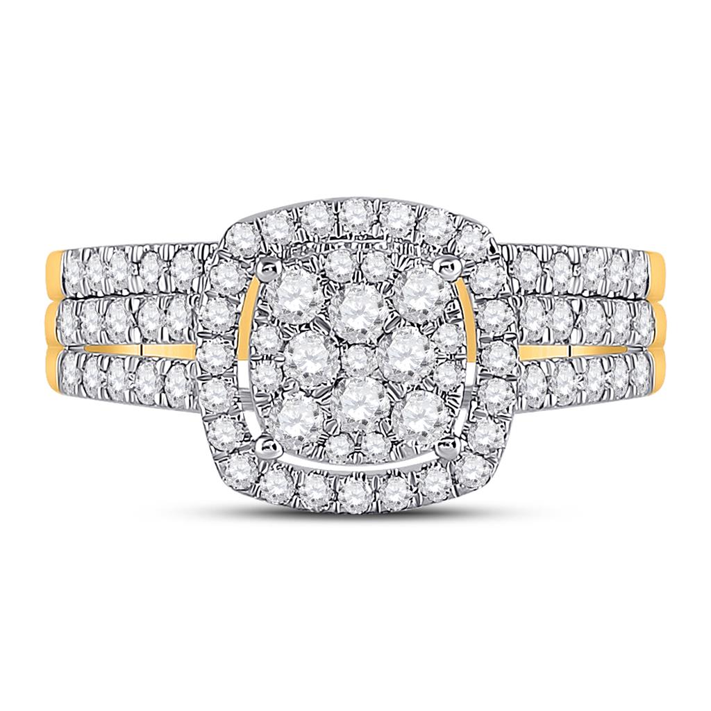 10k Yellow Gold Round Diamond Bridal Wedding Ring Set 1 Cttw