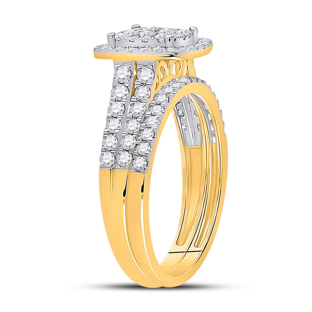 10k Yellow Gold Round Diamond Bridal Wedding Ring Set 1 Cttw