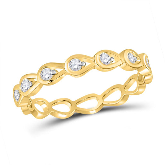 10k Yellow Gold Round Diamond Stackable Band Ring 1/5 Cttw