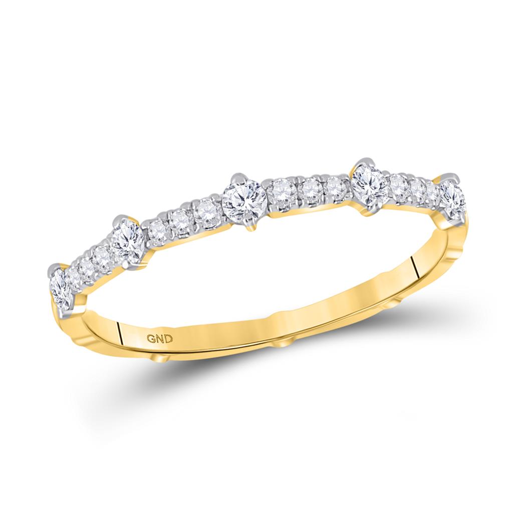 10k Yellow Gold Round Diamond 5-Stone Stackable Band Ring 1/4 Ctw