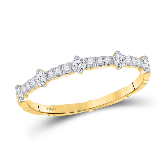 10k Yellow Gold Round Diamond 5-Stone Stackable Band Ring 1/4 Ctw