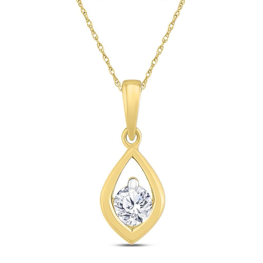 10k Yellow Gold Round Diamond Solitaire Pendant 1/6 Cttw