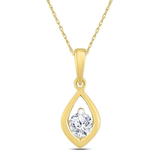 10k Yellow Gold Round Diamond Solitaire Pendant 1/6 Cttw