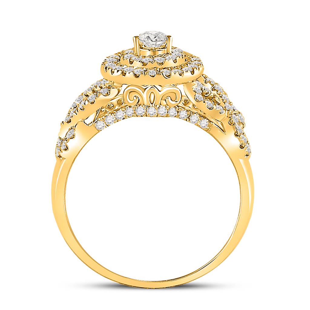 14k Yellow Gold Pear Diamond Solitaire Bridal Engagement Ring 1 Cttw (Certified)