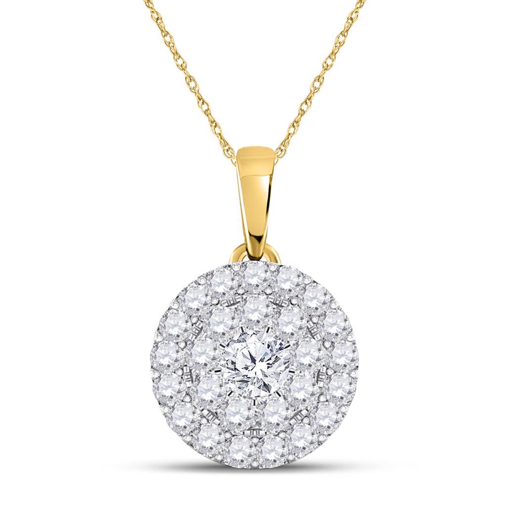 10k Yellow Gold Round Diamond Cluster Pendant 1/4 Cttw