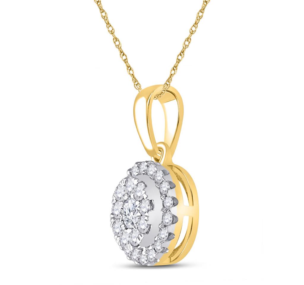 10k Yellow Gold Round Diamond Cluster Pendant 1/4 Cttw