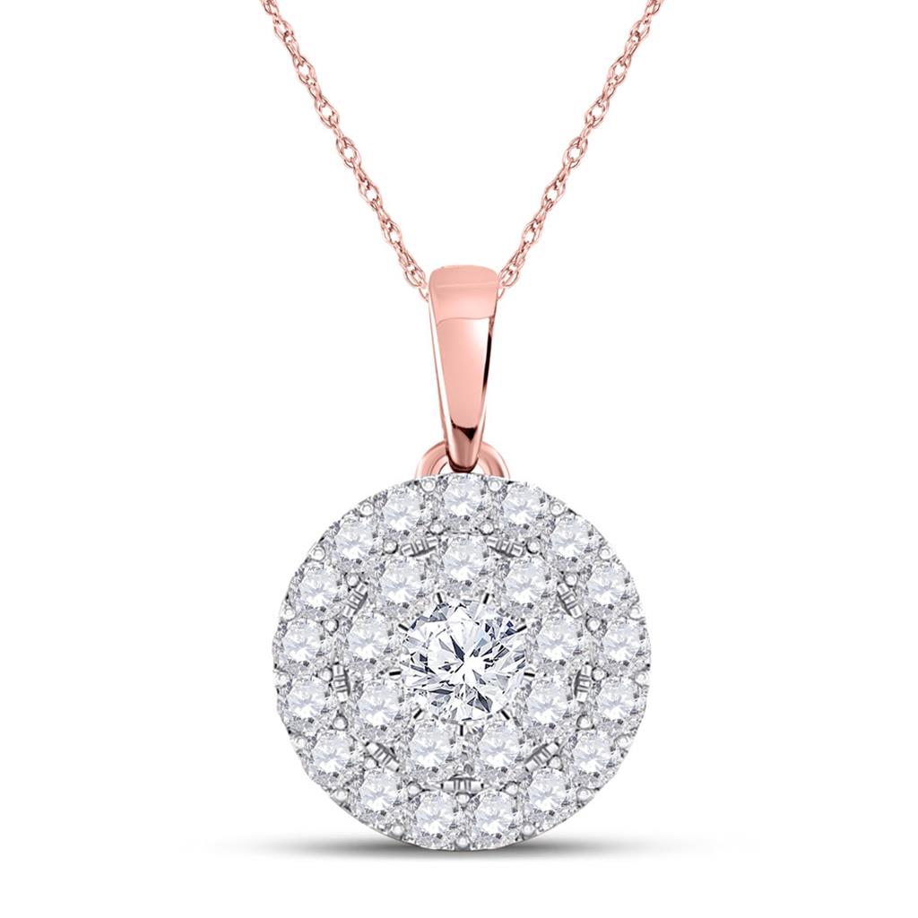 10k Rose Gold Round Diamond Cluster Pendant 1/4 Cttw