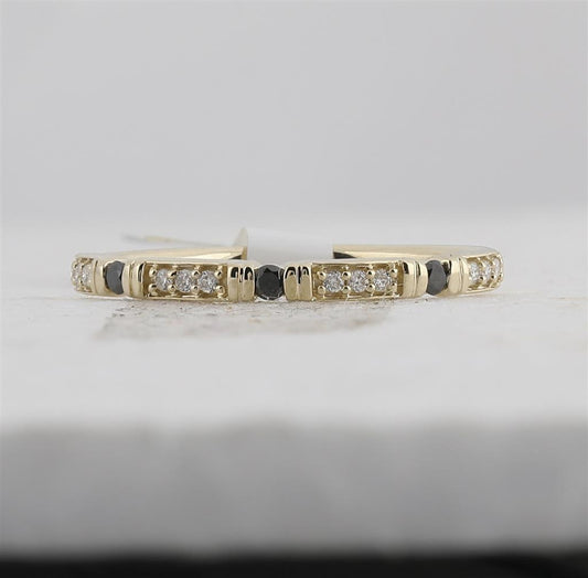 10k Yellow Gold Round Black Diamond Band Ring 1/10 Cttw