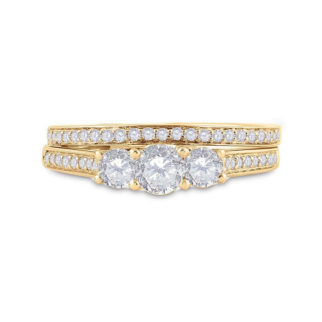 14k Yellow Gold Round Diamond Bridal Wedding Ring Set 1 Cttw (Certified)