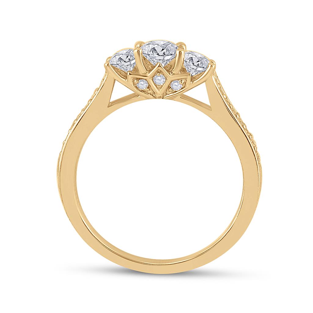 14k Yellow Gold Round Diamond Bridal Wedding Ring Set 1 Cttw (Certified)