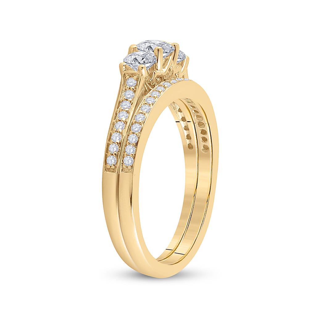 14k Yellow Gold Round Diamond Bridal Wedding Ring Set 1 Cttw (Certified)