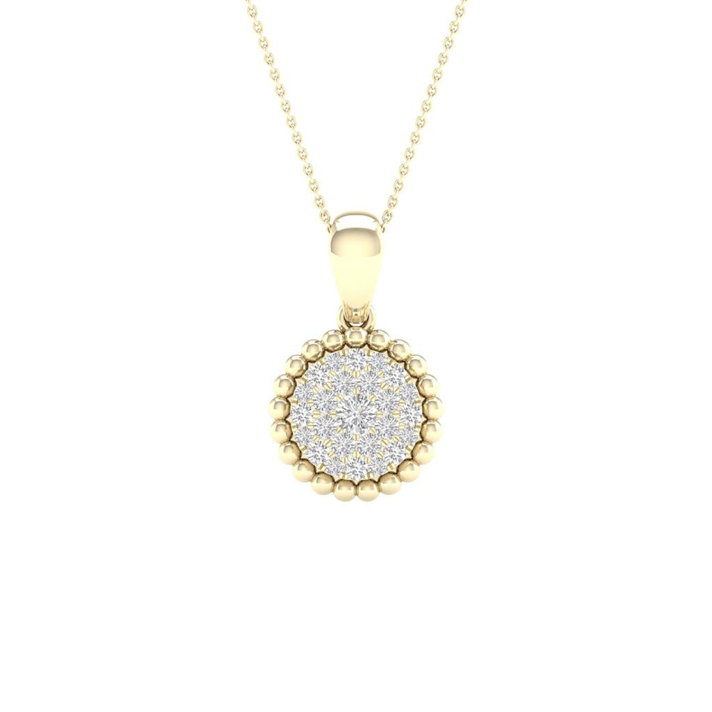 10k Yellow Gold Round Diamond Cluster Pendant 1/6 Cttw