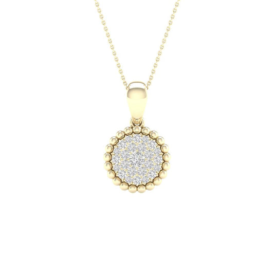 10k Yellow Gold Round Diamond Cluster Pendant 1/6 Cttw