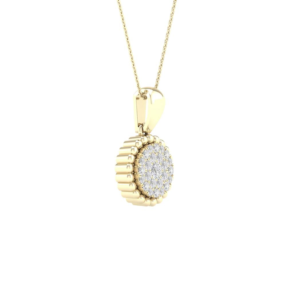 10k Yellow Gold Round Diamond Cluster Pendant 1/6 Cttw