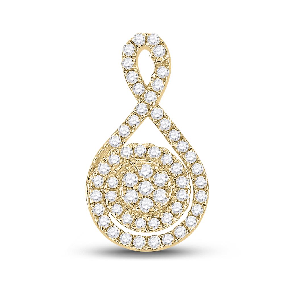 14k Yellow Gold Round Diamond Cluster Pendant 1/4 Cttw