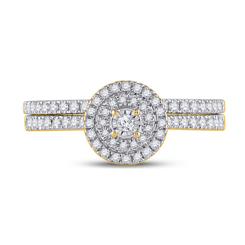 10k Yellow Gold Round Diamond Bridal Wedding Ring Set 1/3 Cttw