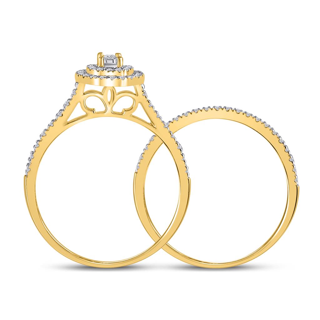 10k Yellow Gold Round Diamond Bridal Wedding Ring Set 1/3 Cttw