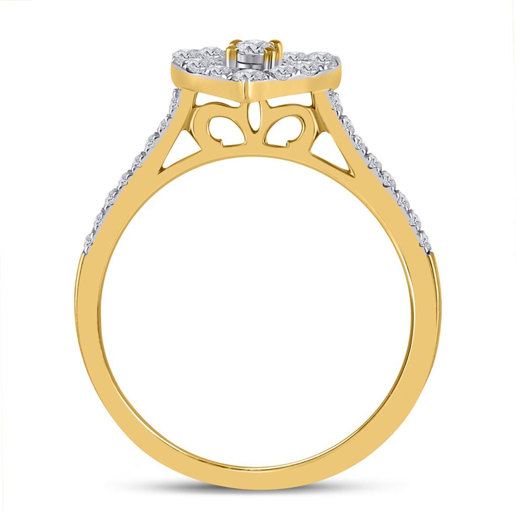 10k Yellow Gold Round Diamond Heart Bridal Wedding Ring Set 1/2 Cttw