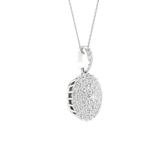 14k White Gold Round Diamond Cluster Pendant 1/2 Cttw