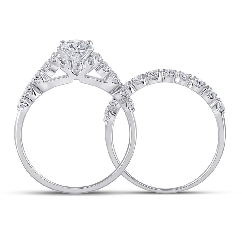 14k White Gold Oval Diamond Bridal Wedding Ring Set 2 Cttw (Certified)