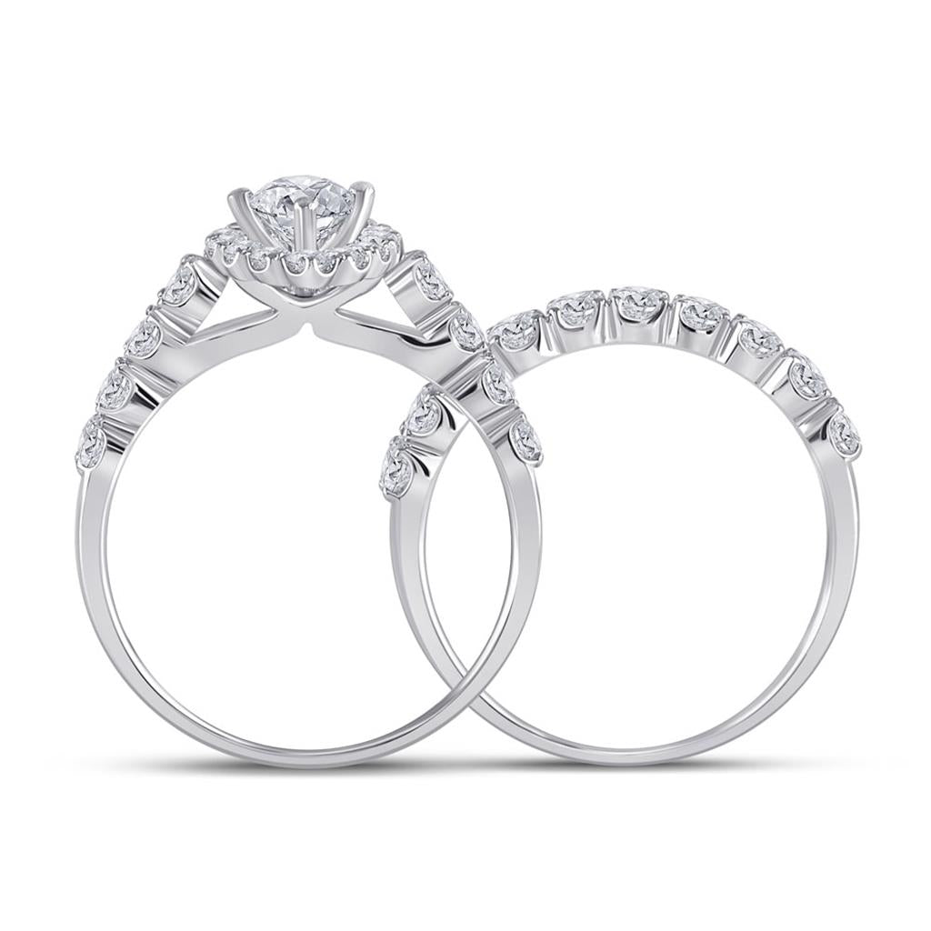 14k White Gold Marquise Diamond Bridal Wedding Ring Set 2 Cttw (Certified)