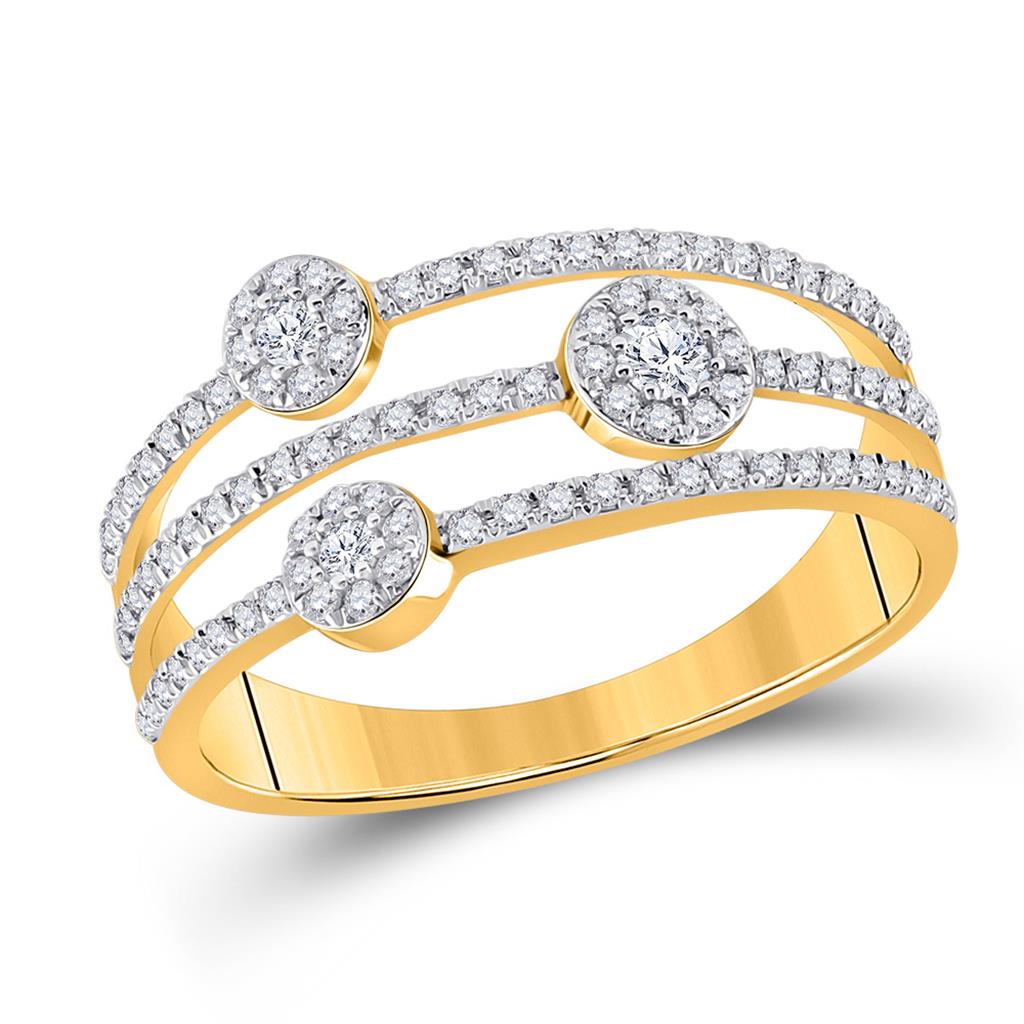 10k Yellow Gold Round Diamond Band Ring 1/3 Cttw