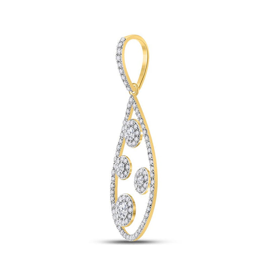 10k Yellow Gold Round Diamond Teardrop Pendant 1/2 Cttw