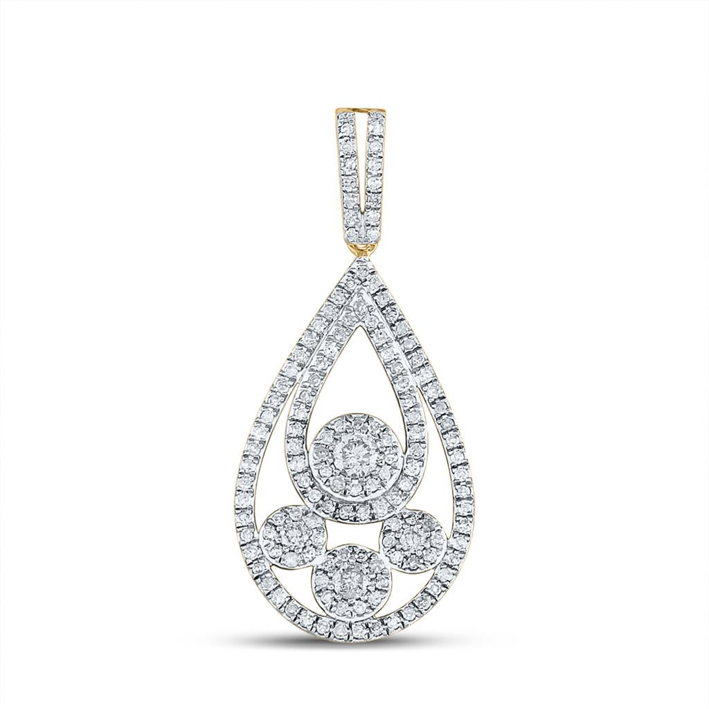 10k Yellow Gold Round Diamond Teardrop Pendant 5/8 Cttw