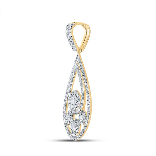 10k Yellow Gold Round Diamond Teardrop Pendant 5/8 Cttw