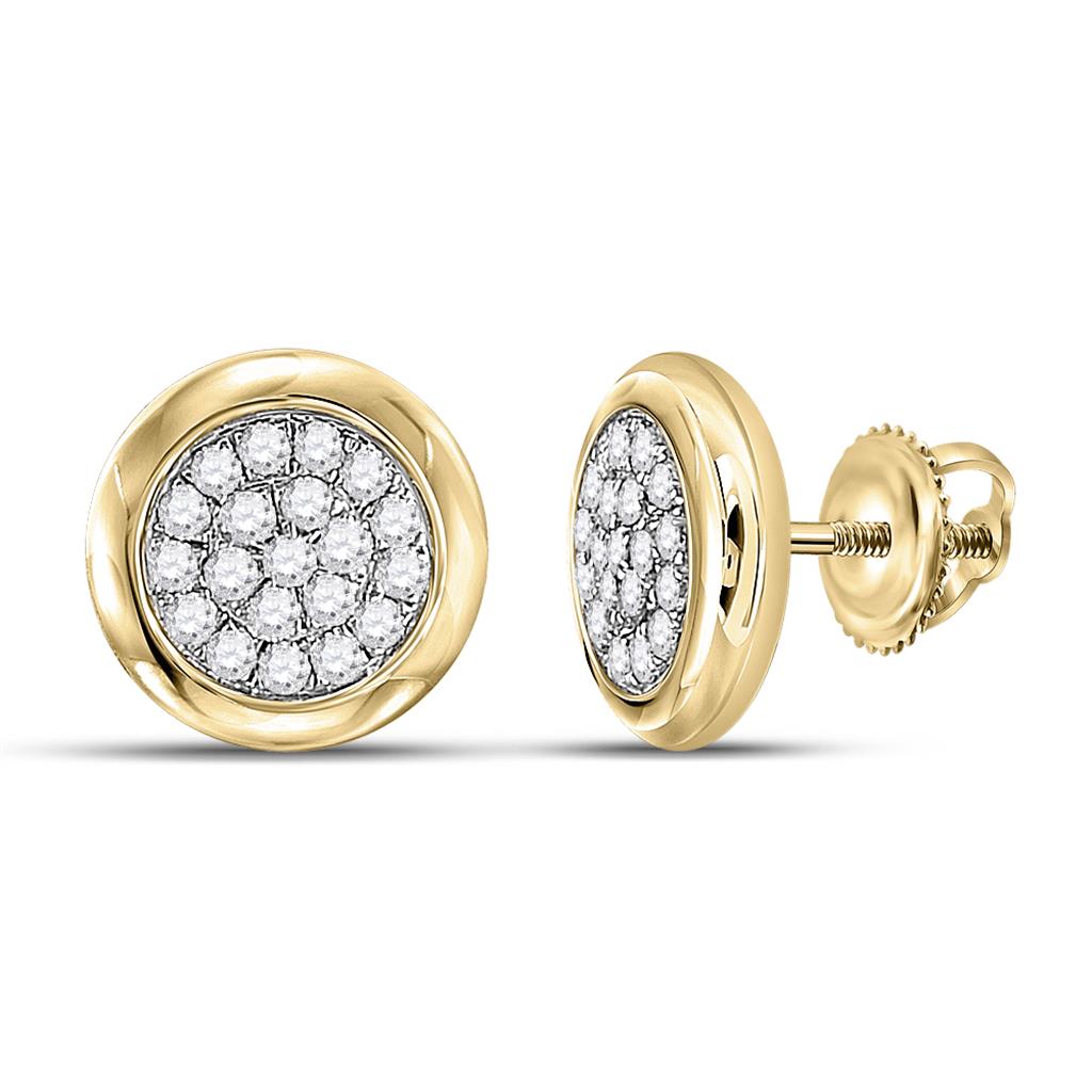 10k Yellow Gold Round Diamond Cluster Earrings 1/4 Cttw