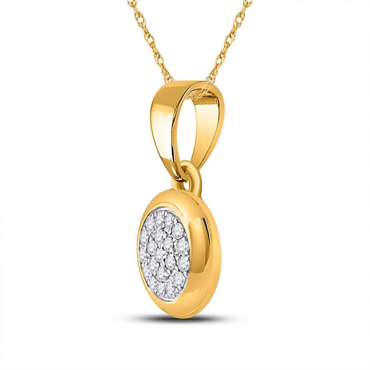 10k Yellow Gold Round Diamond Cluster Pendant 1/6 Cttw