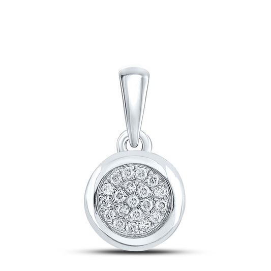 14k White Gold Round Diamond Cluster Pendant 1/6 Cttw