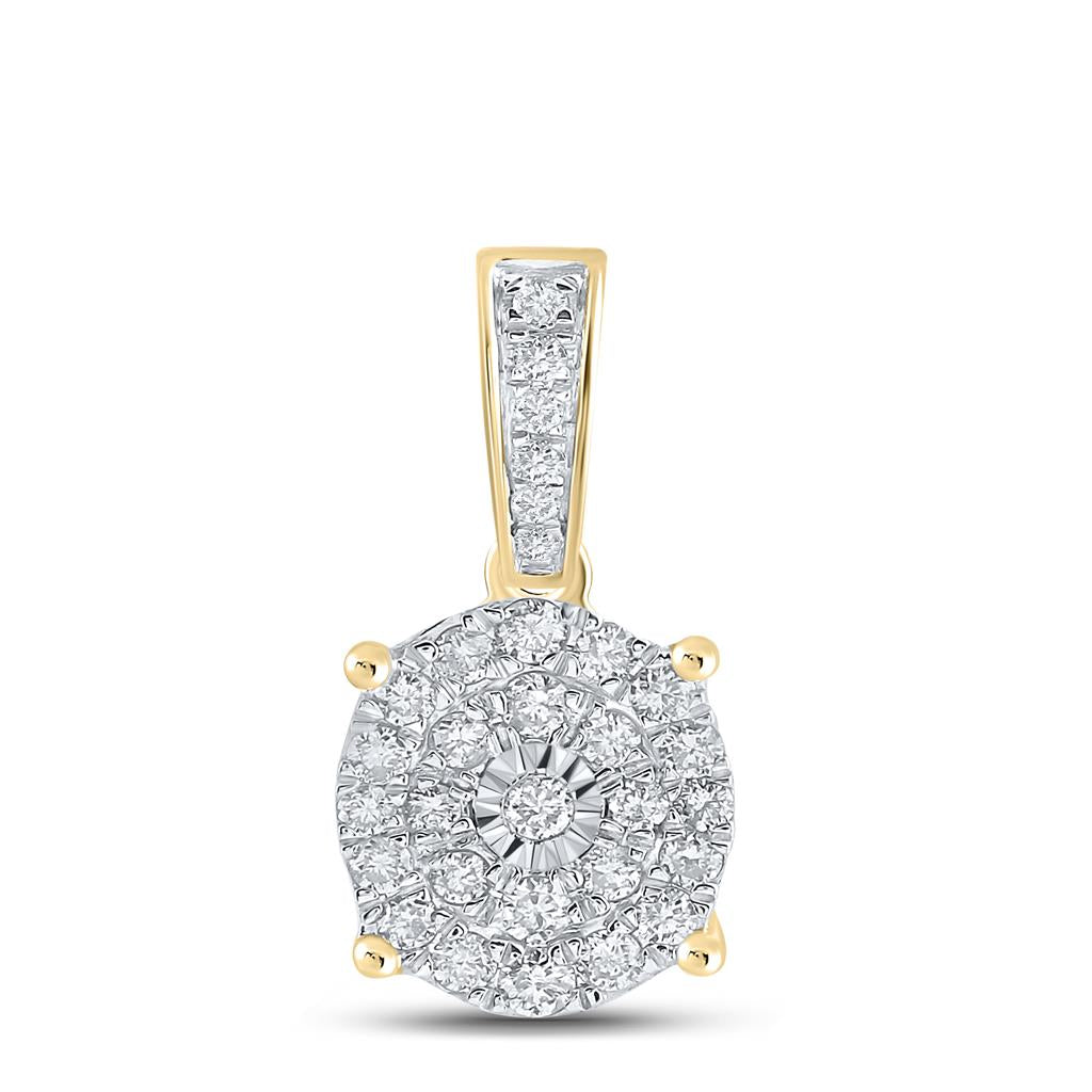 10k Yellow Gold Round Diamond Cluster Pendant 1/3 Cttw