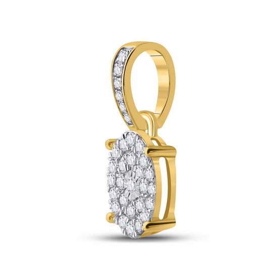 10k Yellow Gold Round Diamond Cluster Pendant 1/3 Cttw