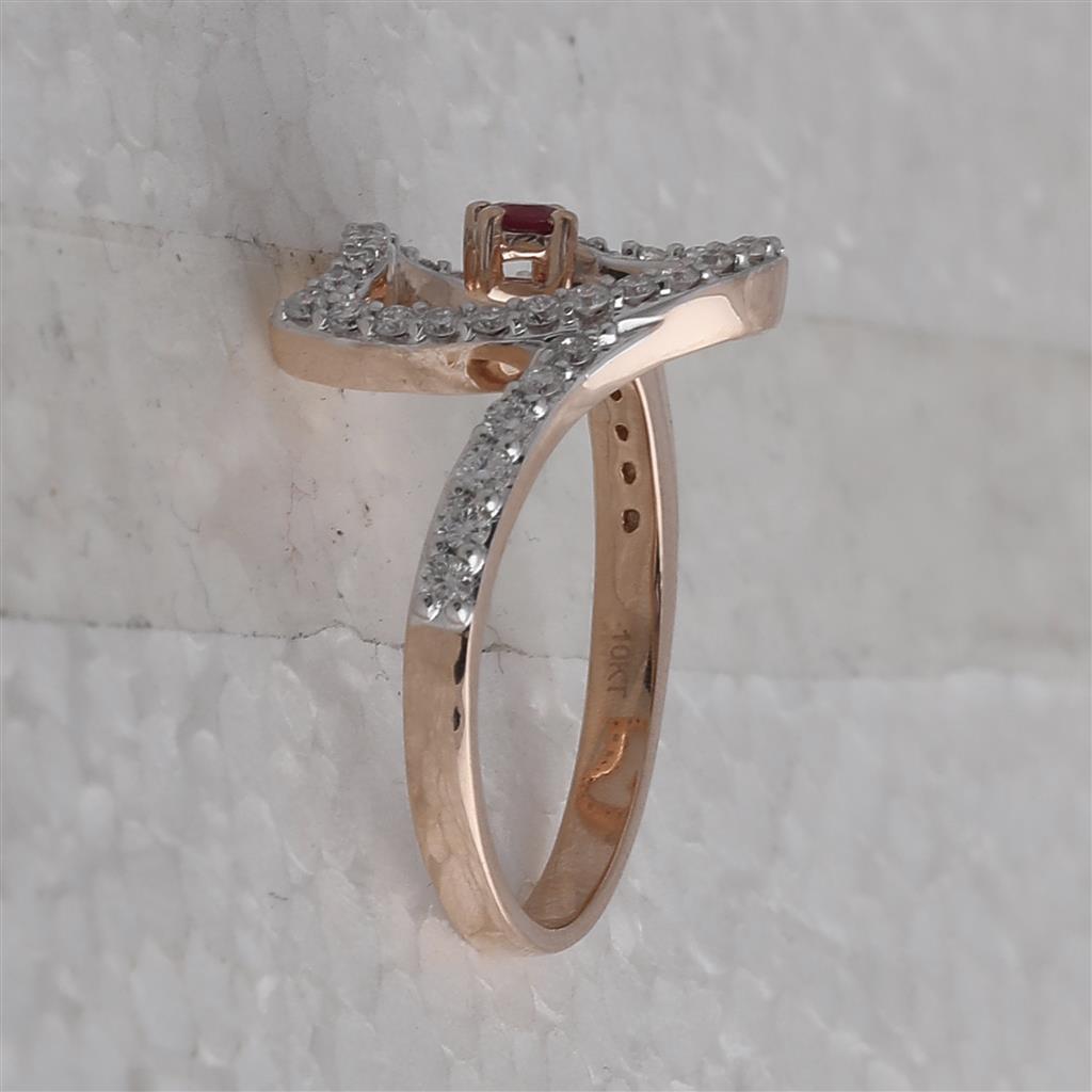 10k Rose Gold Round Ruby Diamond Heart Ring 3/8 Cttw