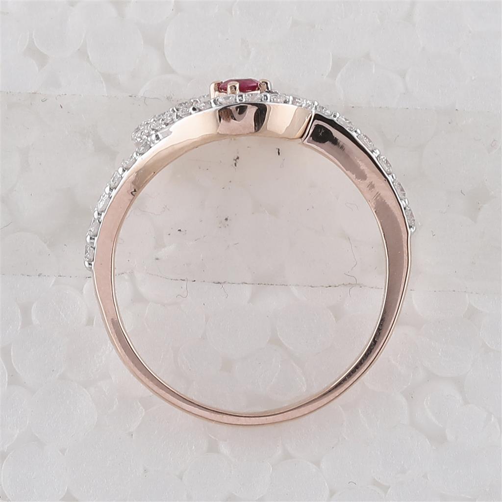 10k Rose Gold Round Ruby Diamond Heart Ring 3/8 Cttw