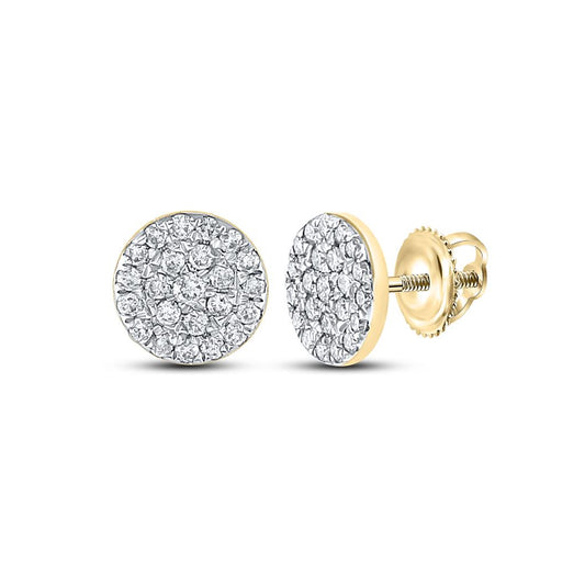 10k Yellow Gold Round Diamond Cluster Earrings 1/4 Cttw