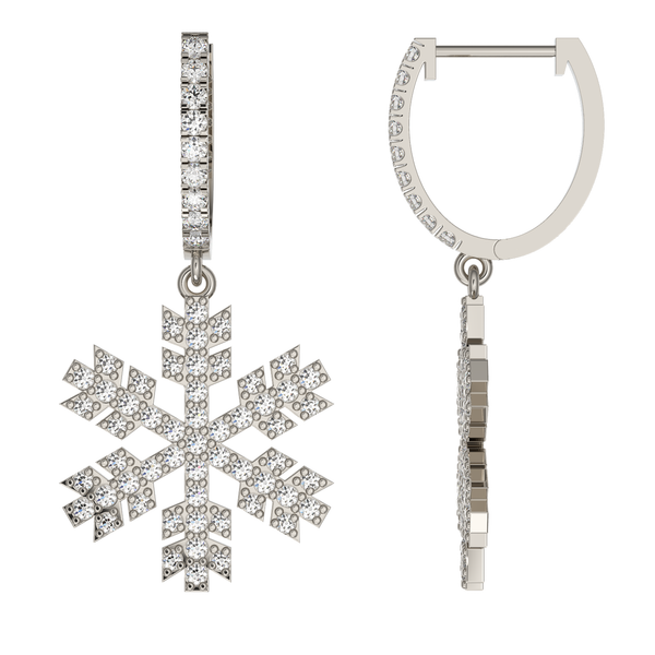 White Gold and Diamond Snowflake Leverback Earrings - Turgeon Raine