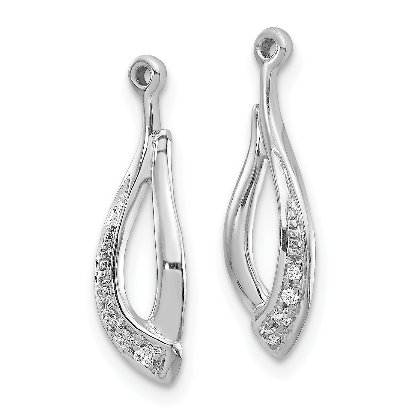 14K White Gold Twisted Teardrop Diamond Earring Jackets