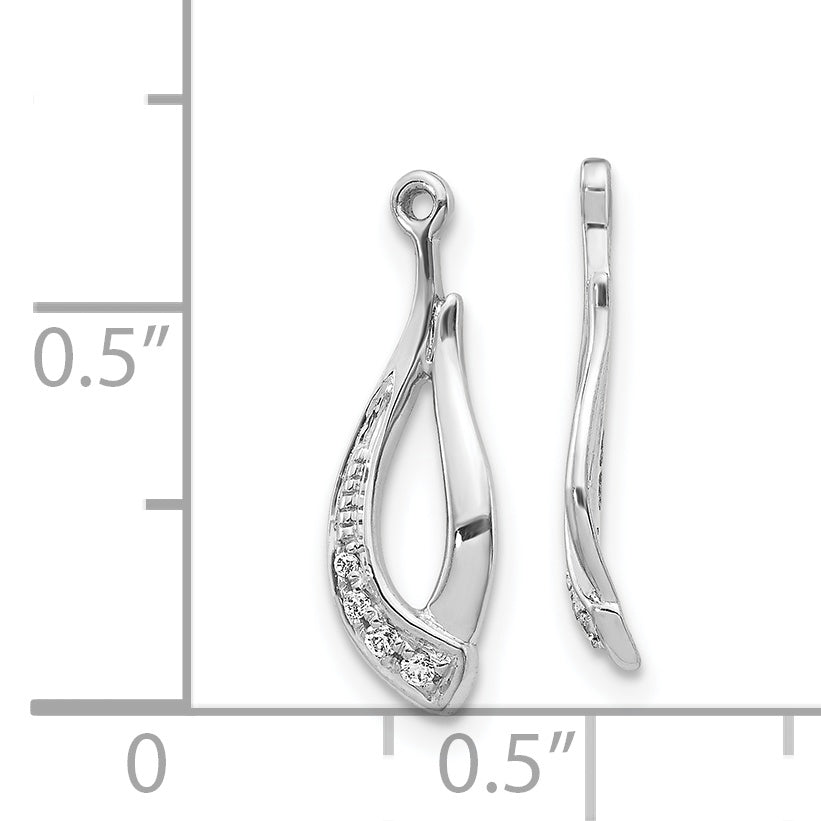 14K White Gold Twisted Teardrop Diamond Earring Jackets