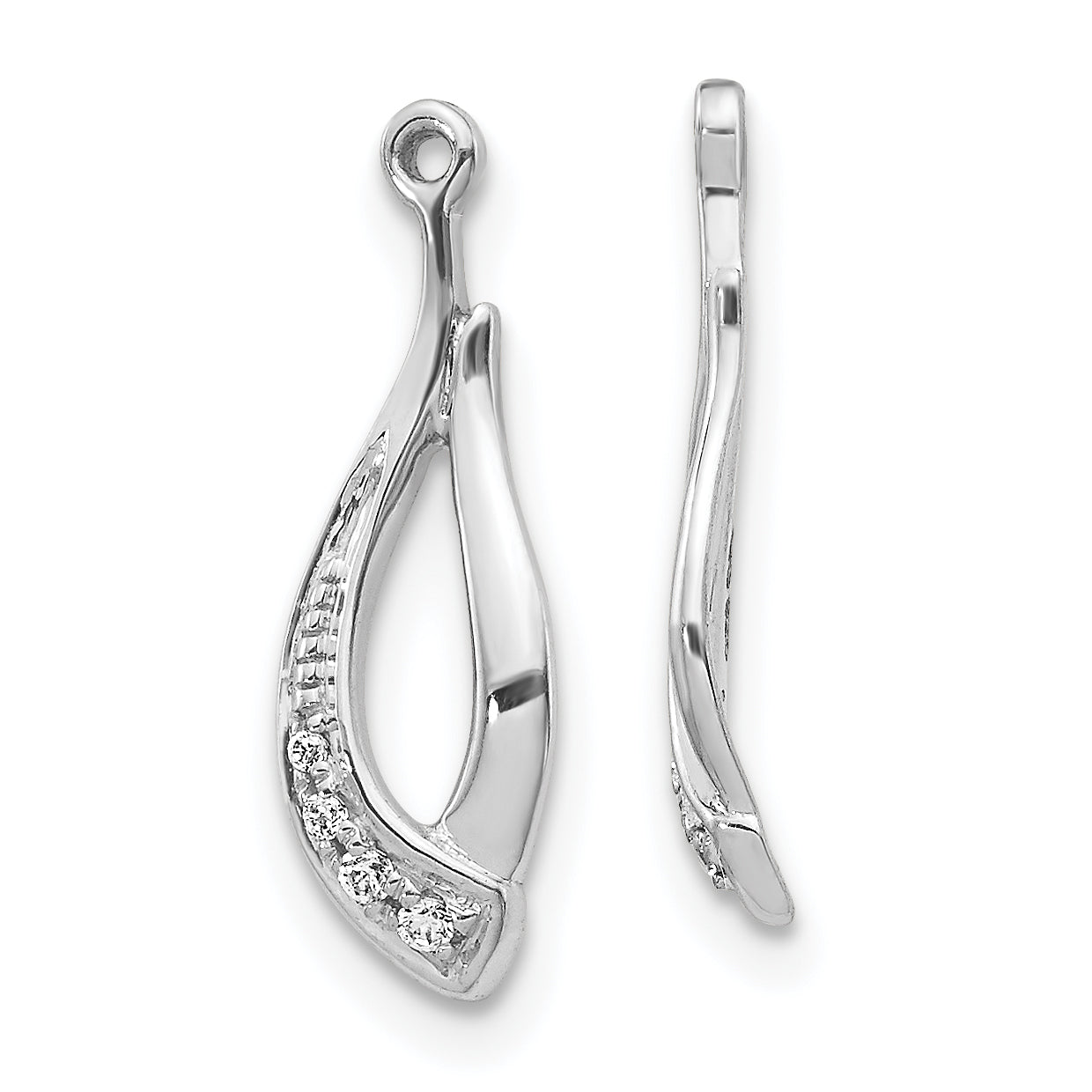 14K White Gold Twisted Teardrop Diamond Earring Jackets