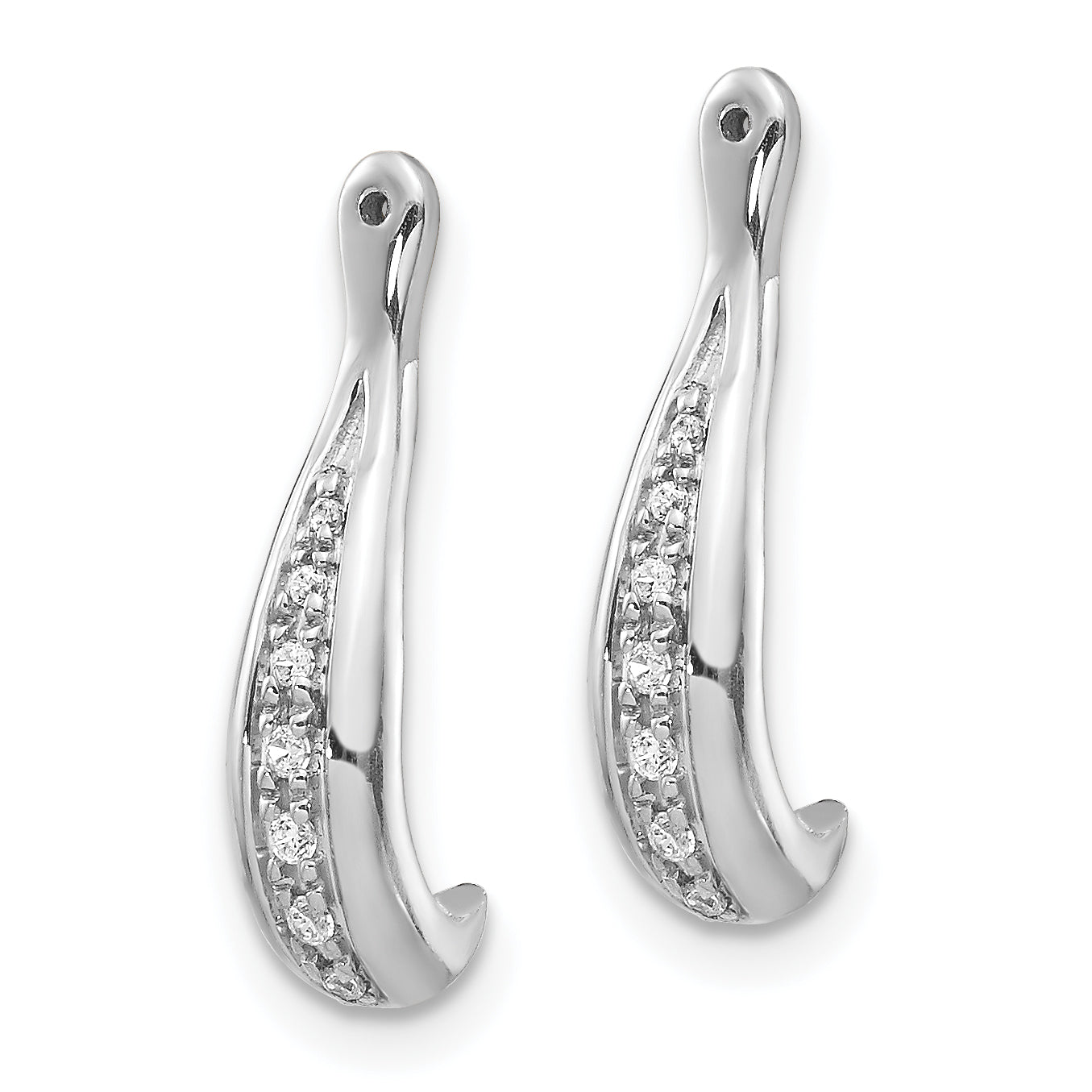 14k White Gold Polished Hoop Earring Jackets | Sterling Silver