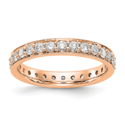 14k Rose Gold Polished Vintage 1ct Diamond Eternity Band