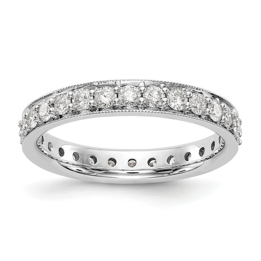 14k White Gold Polished Vintage 1ct Diamond Eternity Band