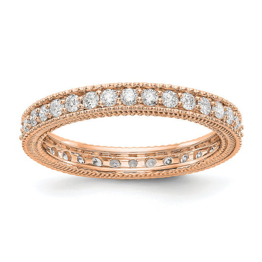 14k Rose Gold Polished 3/4CT Milgrain Edge Diamond Eternity Band