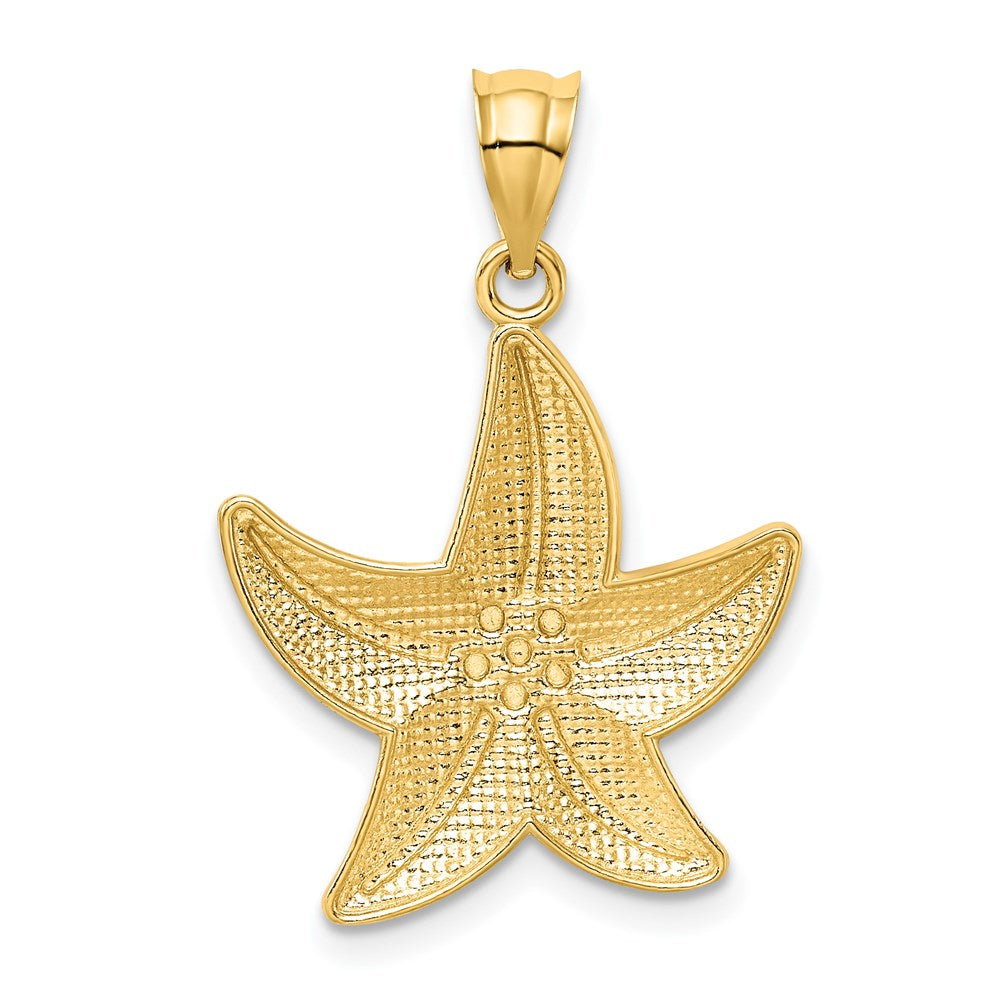 14k Yellow & Rhodium Gold and Rhodium Diamond-cut Starfish Pendant