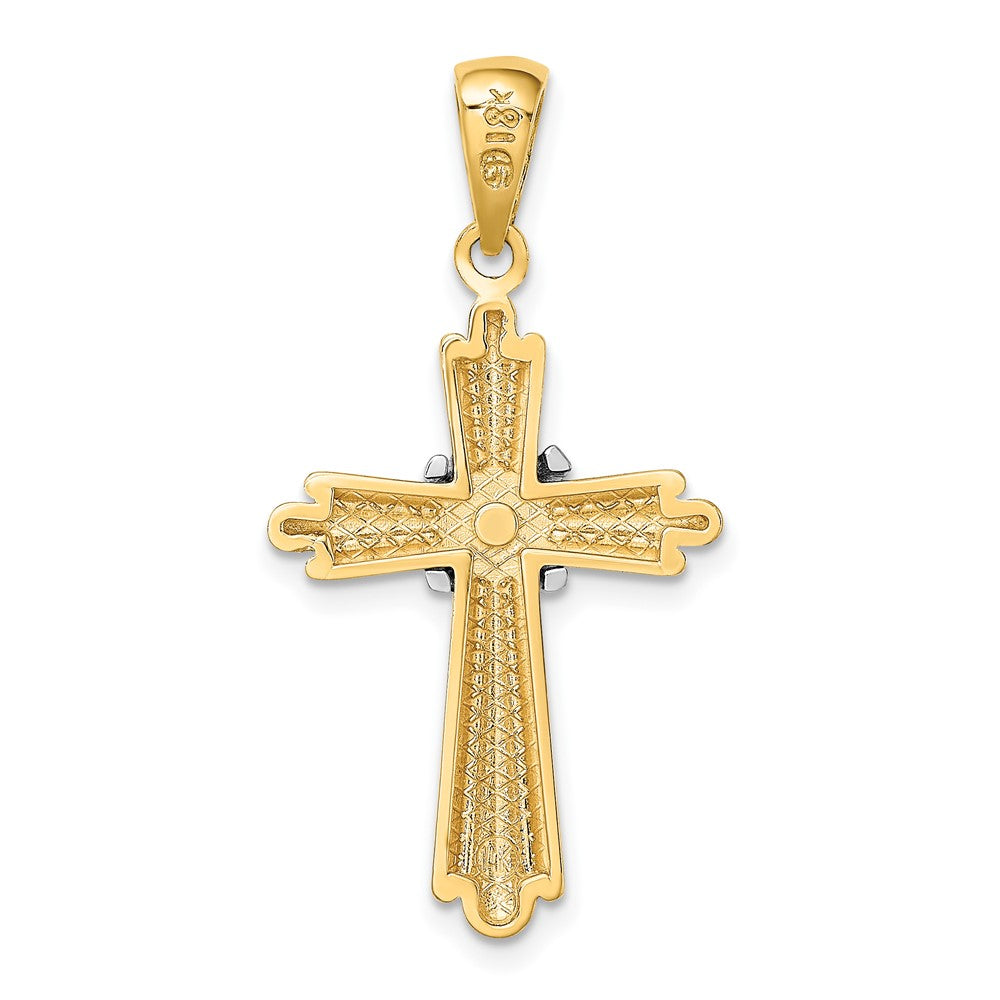 14k Two-tone Gold Polished Cross w/ X Center Design Charm