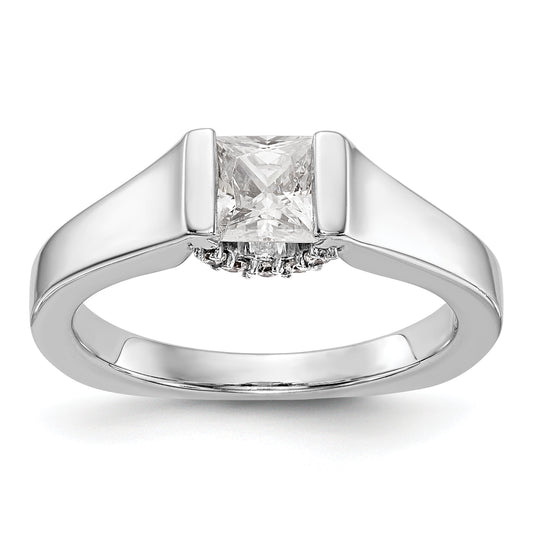 14k White Gold Square Simulated Diamond Engagement Ring