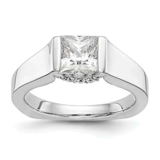 14k White Gold Square Simulated Diamond Engagement Ring